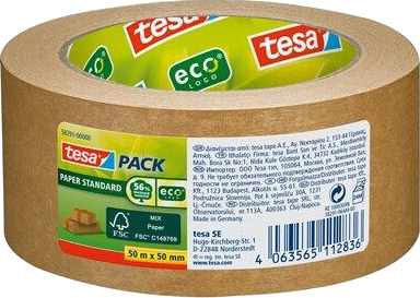 tesa pack Paper Standard Packaging Tape ecoLogo 50m x 50mm Brun