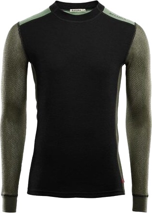 Aclima WoolNet Hybrid Crew Neck M's Jet Black Olive Night (#2E2F1D ) Herre M