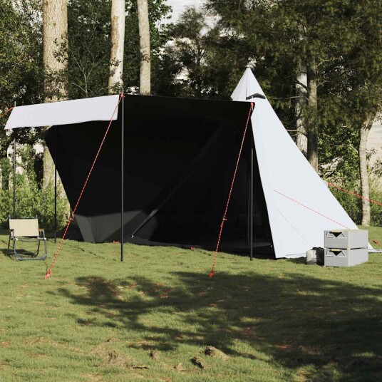 Familietelt for camping 8 personer hvit blendingsstoff vanntett