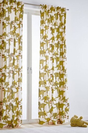 Jotex DINO gardin med multifunksjonsbånd 2-pk - økologisk Rosa/gul 1584392-01-300 1584392-02-300