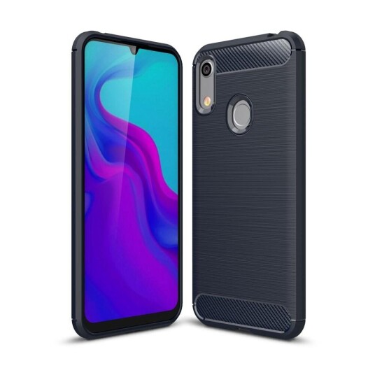 INCOVER Huawei Y6 (2019) Brushed Carbon Fiber TPU Plast Deksel Mørkeblå
