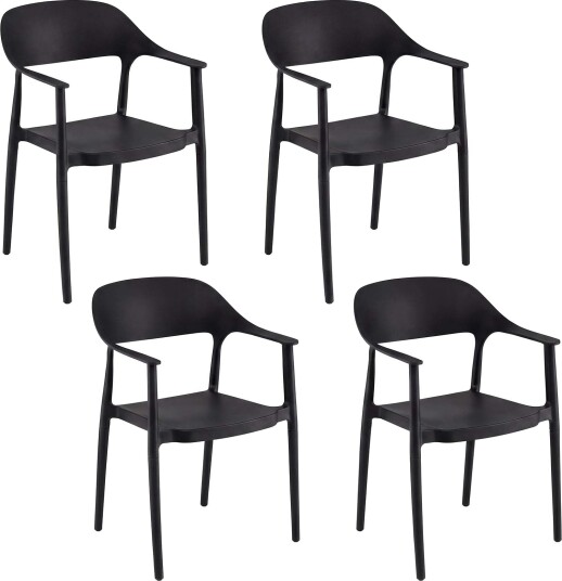 Stablebare svarte spisestoler sett med 4 – ergonomiske slitesterke Stablebare svarte spisestoler sett med 4 – ergonomiske slitesterke