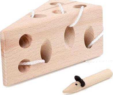 Small Foot Cheese and Mouse Wooden Threading Gam Small Foot Cheese and Mouse Wooden Threading Gam