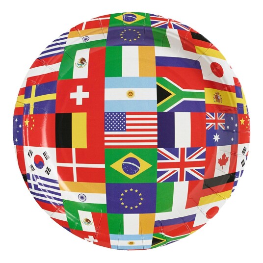 360 Degrees Ltd Papirtallerkner Internasjonale Flagg - 8-Pakning