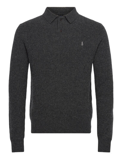 Polo Ralph Lauren Textured Wool Cotton Polo Collar Sweater   Grey   XS