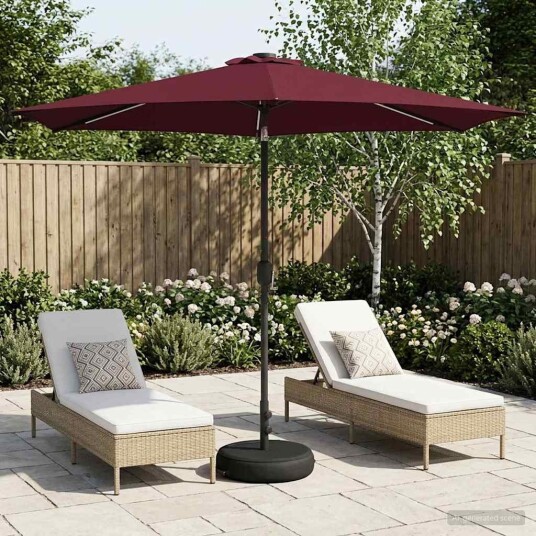 vidaXL Hageparasol med LED-lamper og fot 3 x 3 m Polyester