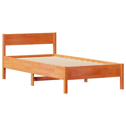 Sengeramme uten madrass voksbrun 90x200 cm heltre furu