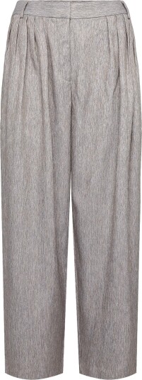 Topshop Tstona Pleated Wide Leg Trousers Wvn   Beige   42