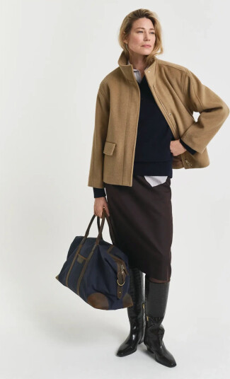GANT Short Wool Jacket With Zip - Beige - XL GANT Short Wool Jacket With Zip - Beige - XL