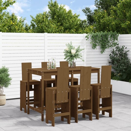 Hagebarsett 7 deler honningbrun heltre furu 3157784