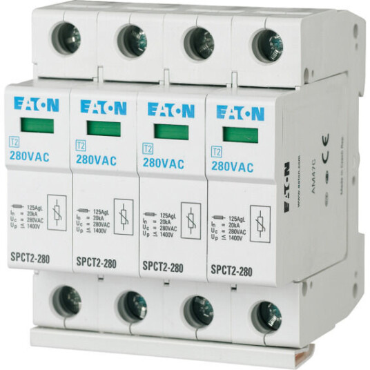 Eaton Overspenningsvern SPCT2-280/4 4-polet 280VAC 4x20kA Eaton - 1609768 Eaton Overspenningsvern SPCT2-280/4 4-polet 280VAC 4x20kA Eaton - 1609768