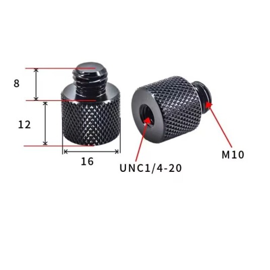 INF Stativ M12 til 1/4" hann 5-pakning M10