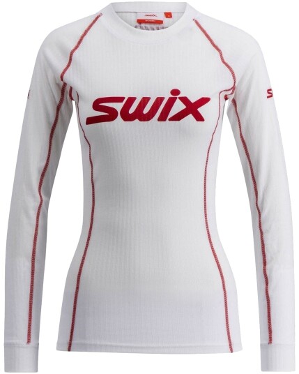 Swix Racex Classic Long Sleeve Dame Bright White/Swix Red XS Swix Racex Classic Long Sleeve Dame Bright White/Swix Red XS