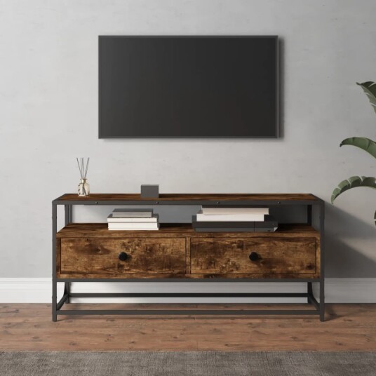 vidaXL TV-benk røkt eik 100x35x45 cm konstruert tre