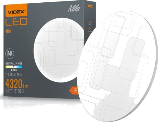 48W Mila LED taklampe   4320lm IP44 4000K 48x48cm hvit kant   Kulør : Nøytral