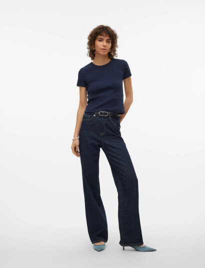 Vero Moda Vmchloe Ss Short Top Jrs Noos Navy L Vero Moda Vmchloe Ss Short Top Jrs Noos Navy L