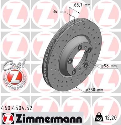 Bremseskive ZIMMERMANN 460.4505.52 Bremseskive ZIMMERMANN 460.4505.52