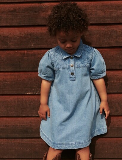 Copenhagen Colors Organic Quilted Denim Dress Blue 116