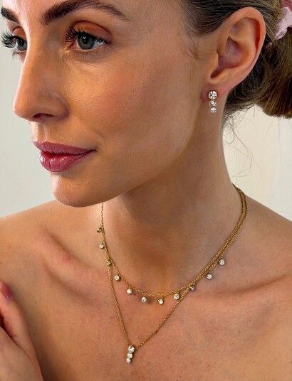 Bud to rose Lima Earring Clear/Gold Multi/patterned Bud to rose Lima Earring Clear/Gold Multi/patterned