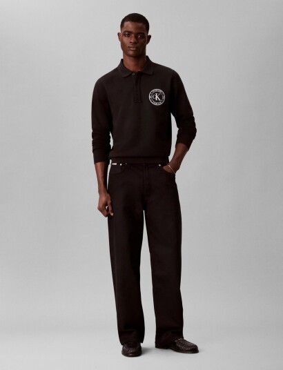 Calvin Klein Jeans Ls 350Terry Eu Graphic Polo Swea Black M