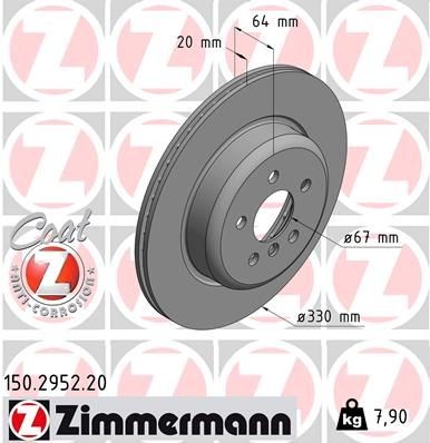 Bremseskive ZIMMERMANN 150.2952.20 Bremseskive ZIMMERMANN 150.2952.20