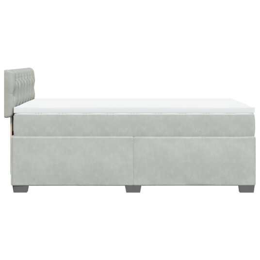 Seng med madrass boksfjær lysegrå 80x200 cm fløyel 8721102710506
