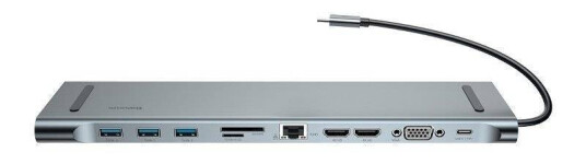 Baseus Catsxg0g, Usb 3.2 Gen 1 (3.1 Gen 1) Type-C, 10,100,1000 Mbit/S, Sølv, Microsd (Transflash), Sd, 3.5Mm, Hdmi, Rj-45, Usb 3.2 Gen 1 (3.1 Gen 1) Type-A, Usb 3.2 Gen 1 (3.1 Gen 1) Type-C, Vga, Aluminium
