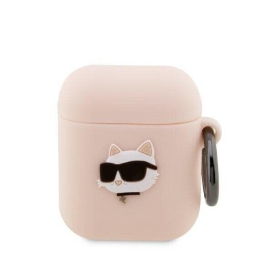 Karl Lagerfeld Kla2runchp Airpods 1/2 Deksel Rød/Rosa Silikon Choupette Head 3D