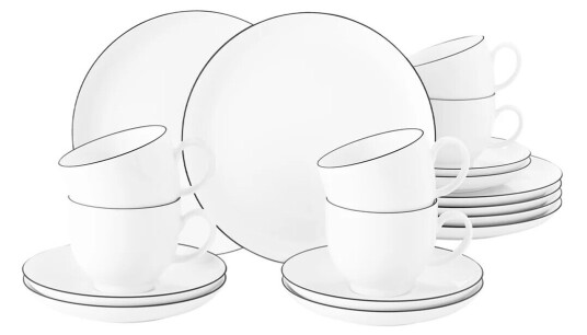 Seltmann Weiden Lido black line kaffeservise 18 deler Hvit med sort kant