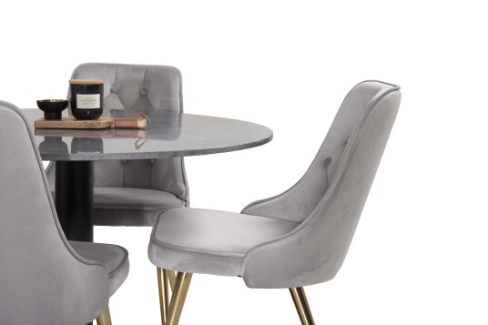 Venture Design Estelle & Velvet spisegruppe Svart/svart 4 st stoler & bord 106 cm