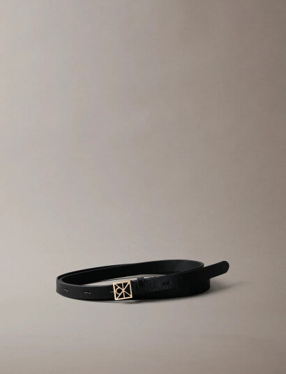 Calvin Klein Emblem Buckle Aop 15Mm Belt - Black - 90