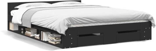 Sengeramme med skuffer svart 160x200 cm konstruert tre 8721102623882