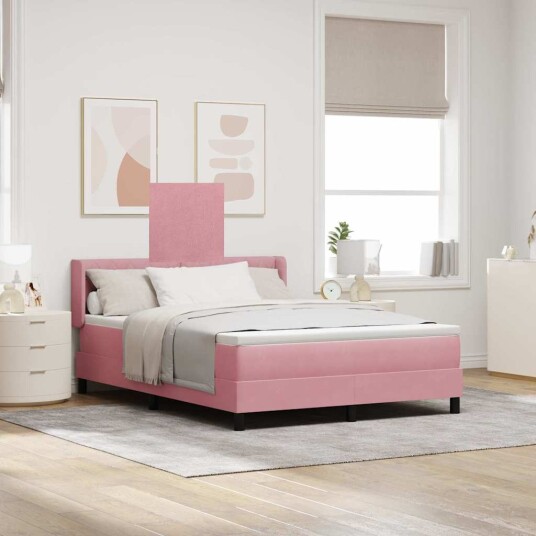 Rosa seng med madrass 160x200 cm fløyel