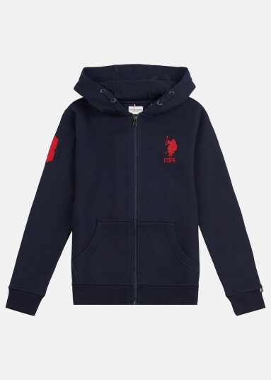 Us Polo Kids Player 3 Bb Zip Hoodie Dark Sapphire Navy / Haute Red 9-10 Hoodies