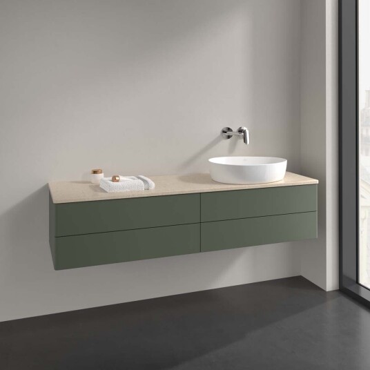 Villeroy & Boch Antao Servantskap med 4 skuffer 160x50x36 cm m/lys Grønn Matt/Crème