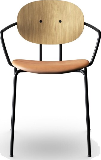 Sibast Furniture Piet Hein Spisestol Sort med Armlener Eik og Konjakkskinn