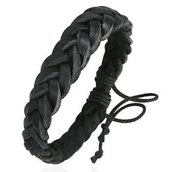 Svart flettet lær armbånd Svart flettet lær armbånd