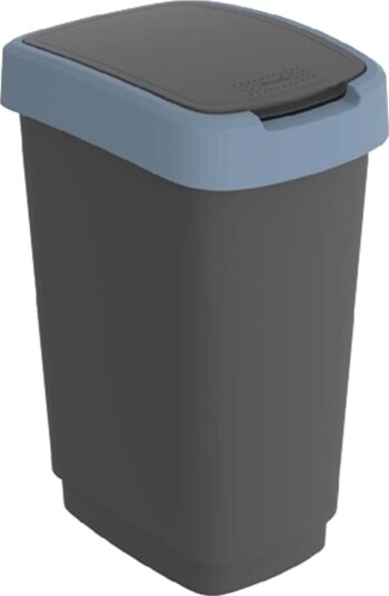 Avfallsbeholder Rotho Twist Svart Plast 50 L Svart Lokk Med Blå Kant Avfallsbeholder Rotho Twist Svart Plast 50 L Svart Lokk Med Blå Kant