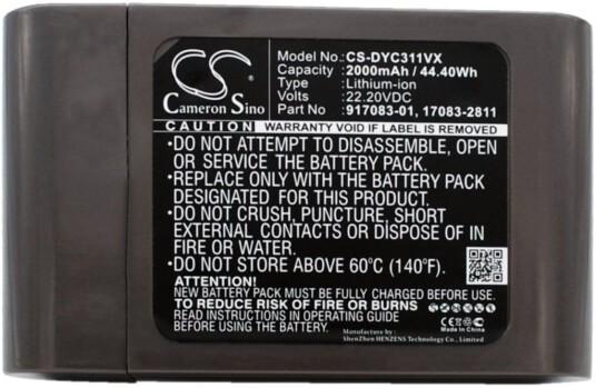 Dyson DC31 Batteri - 2000mAh, Li-ion, 22.2V - Svart