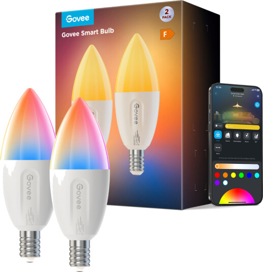 Govee B600CCC1 Smart E14 WIFI+BT Smart Lyspære 2-pakk Govee B600CCC1 Smart E14 WIFI+BT Smart Lyspære 2-pakk