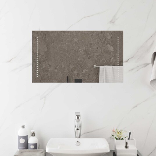 vidaXL LED Badevindu Gjennomsiktig 70 x 40 cm herdet glass Rektangulær