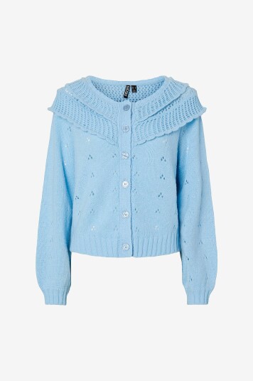 pieces Kardigan pcDavis LS O neck Frill Cardigan Blå