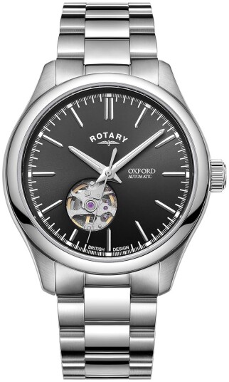 Rotary Herreklokke GB05095/04 Oxford Sort/Stål Ø40 mm