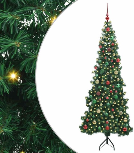 Hjørne Kunstig Jul Tre med 300 LED grønn 180 cm PVC og metall