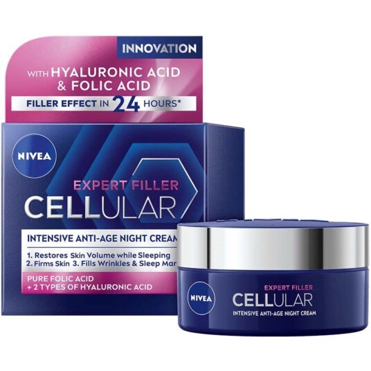 Nivea Cellular Filler Anti-Age Nattkrem 50ml med Hyaluronsyre og Kollagen