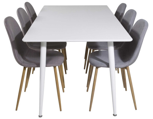 Venture Design Polar & Polar spisegruppe Hvit/grå 6 st stoler & bord 180 x 90 cm
