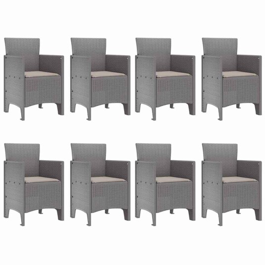 Ute Spisebordsett 9 pcs Hvit 250 x 100 x 73 cm Plast Rattan Ute Spisebordsett 9 pcs Hvit 250 x 100 x 73 cm Plast Rattan