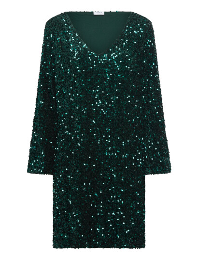 Vila Vifaith V Neck L/S Sequin Dress/Vol Green M