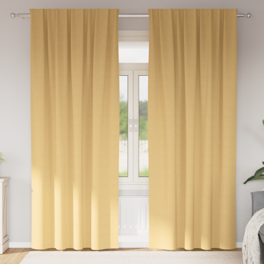 Gardiner med gardiner 2 pcs Beige Polyester Gardiner med gardiner 2 pcs Beige Polyester