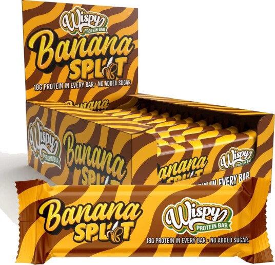 Wispy Protein Bar 55g x 10stk Banana Split Wispy Protein Bar 55g x 10stk Banana Split